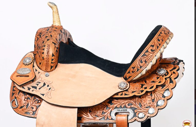 HILASON Flex Tree Western Horse Saddle American Leather Trail Barrel Racing