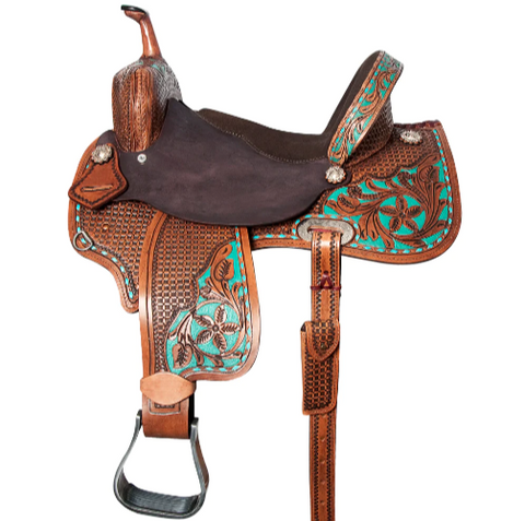 HILASON Flex Tree Western Horse Saddle in American Leather Barrel Trail