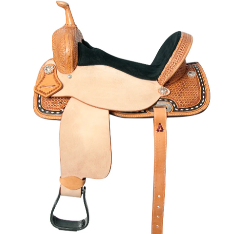 HILASON Flex Tree Western Horse Saddle in American Leather Barrel Trail