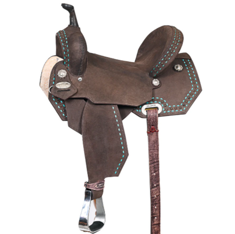 HILASON Flex Tree Western Horse Saddle in American Leather Barrel Trail