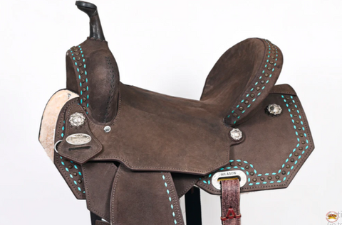 HILASON Flex Tree Western Horse Saddle in American Leather Barrel Trail