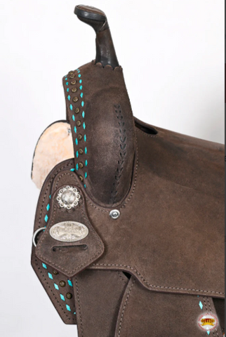 HILASON Flex Tree Western Horse Saddle in American Leather Barrel Trail