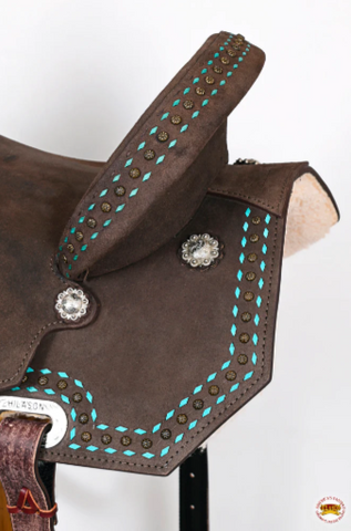 HILASON Flex Tree Western Horse Saddle in American Leather Barrel Trail