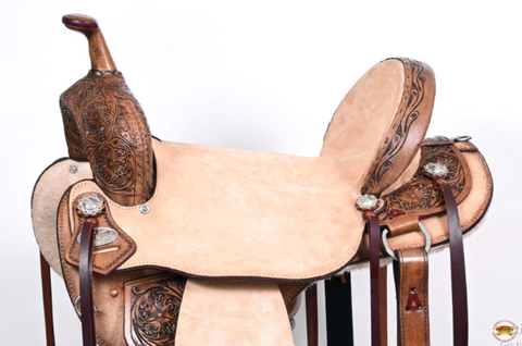 HILASON Flex Tree Western Horse Saddle in American Leather Barrel Trail