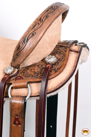 HILASON Flex Tree Western Horse Saddle in American Leather Barrel Trail