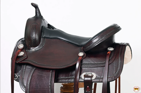 HILASON Western Horse Saddle American Leather Flex Tree Trail & Pleasure Dark Brown