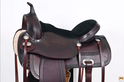 HILASON Western Horse Saddle American Leather Flex Tree Trail & Pleasure Chocolate Brown