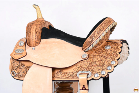 HILASON Western Horse Treeless Saddle American Leather Barrel