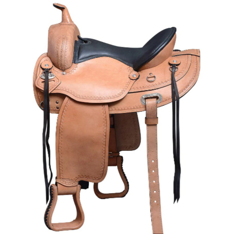 HILASON Western Draft Horse Wide Gullet Trail American Leather Saddle