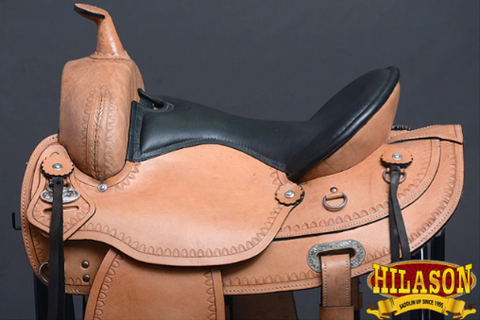 HILASON Western Draft Horse Wide Gullet Trail American Leather Saddle