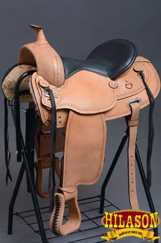 HILASON Western Draft Horse Wide Gullet Trail American Leather Saddle