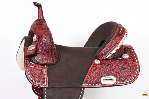 HILASON Western Horse Treeless Trail Barrel American Leather Saddle