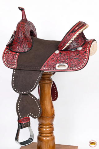 HILASON Western Horse Treeless Trail Barrel American Leather Saddle