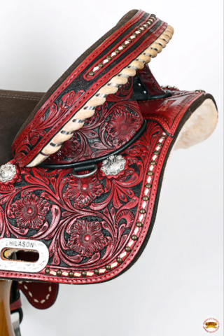 HILASON Western Horse Treeless Trail Barrel American Leather Saddle