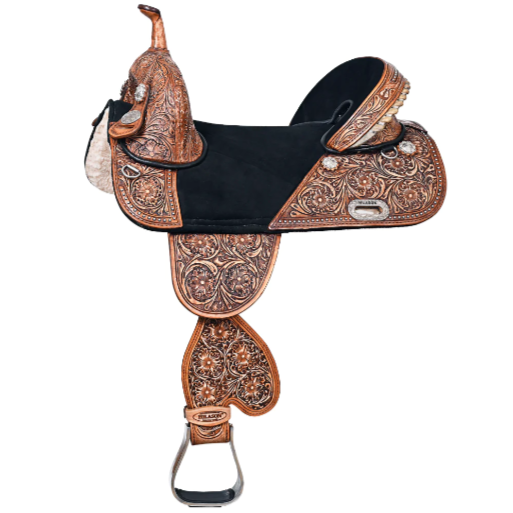 HILASON Treeless Western Trail Barrel Racing American Leather Saddle Dark Brown