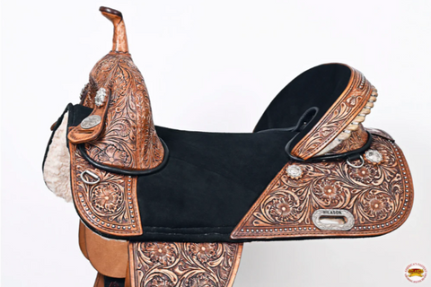 HILASON Treeless Western Trail Barrel Racing American Leather Saddle Dark Brown