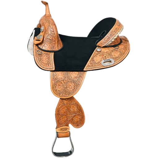 HILASON Western Horse Treeless Trail Barrel American Leather Saddle