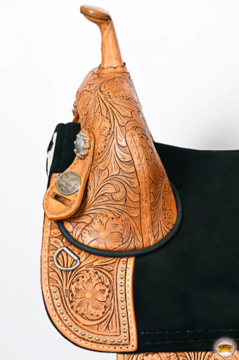 HILASON Western Horse Treeless Trail Barrel American Leather Saddle