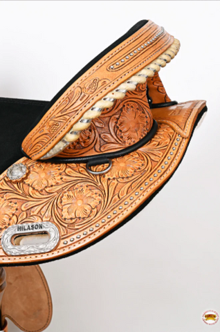 HILASON Western Horse Treeless Trail Barrel American Leather Saddle