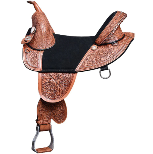 HILASON Western Horse Treeless Trail Barrel American Leather Saddle