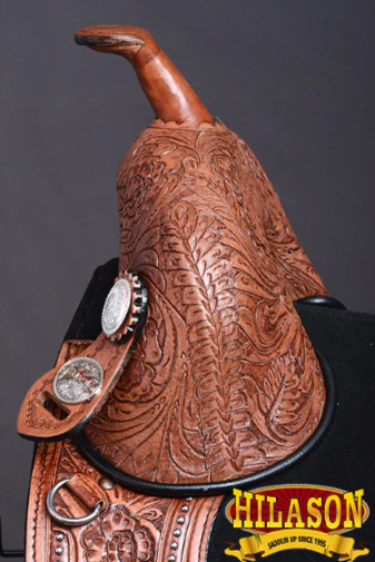 HILASON Western Horse Treeless Trail Barrel American Leather Saddle