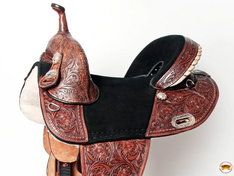 HILASON Western Horse Treeless Trail Barrel American Leather Saddle