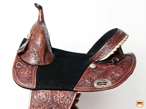 HILASON Western Horse Treeless Trail Barrel American Leather Saddle