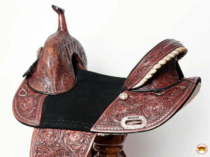 HILASON Western Horse Treeless Trail Barrel American Leather Saddle