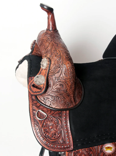 HILASON Western Horse Treeless Trail Barrel American Leather Saddle