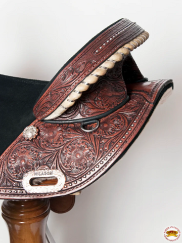 HILASON Western Horse Treeless Trail Barrel American Leather Saddle