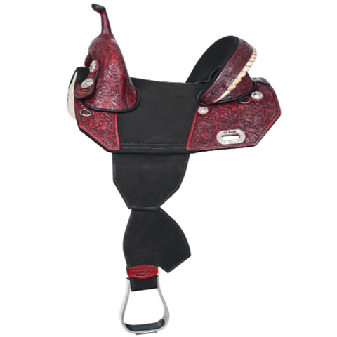 HILASON Western Horse Treeless Trail Barrel American Leather Saddle