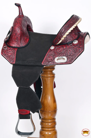 HILASON Western Horse Treeless Trail Barrel American Leather Saddle