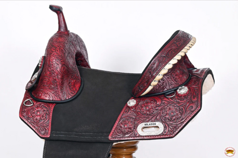 HILASON Western Horse Treeless Trail Barrel American Leather Saddle