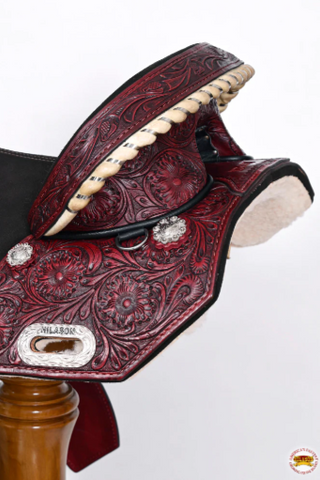 HILASON Western Horse Treeless Trail Barrel American Leather Saddle