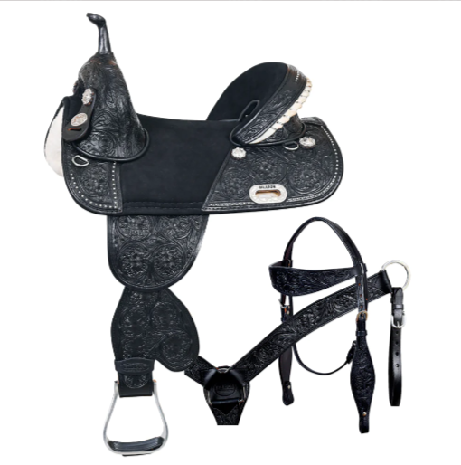 HILASON Western Horse Treeless Trail Barrel Saddle American Leather Black