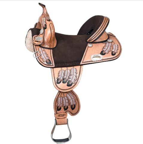 HILASON Western Horse Treeless Trail Saddle Genuine American Leather Tan l Saddle American Leather Tan