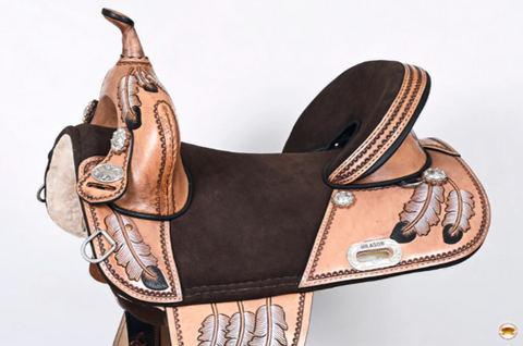 HILASON Western Horse Treeless Trail Saddle Genuine American Leather Tan l Saddle American Leather Tan