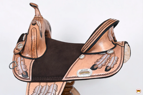 HILASON Western Horse Treeless Trail Saddle Genuine American Leather Tan l Saddle American Leather Tan