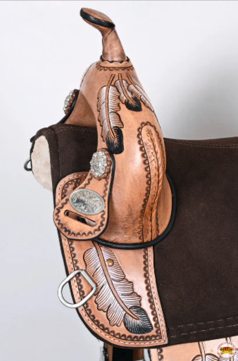 HILASON Western Horse Treeless Trail Saddle Genuine American Leather Tan l Saddle American Leather Tan