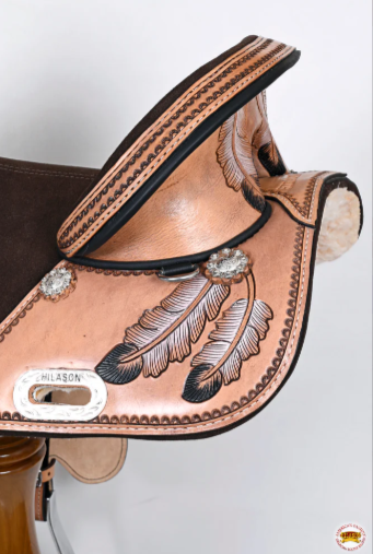 HILASON Western Horse Treeless Trail Saddle Genuine American Leather Tan l Saddle American Leather Tan