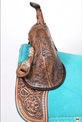 HILASON Western Horse Treeless Trail Barrel American Leather Saddle