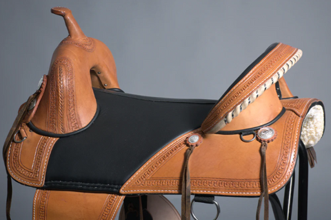 HILASON Western Horse Treeless Trail Saddle Genuine American Leather Tan l Saddle American Leather Tan