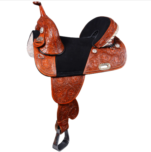 HILASON 15 Treeless Western Trail Barrel Racing American Leather Saddle