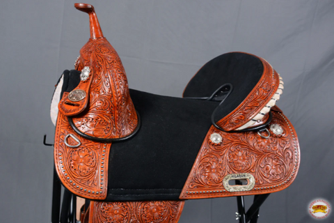 HILASON 15 Treeless Western Trail Barrel Racing American Leather Saddle