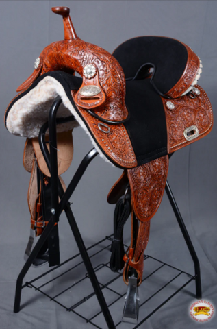 HILASON 15 Treeless Western Trail Barrel Racing American Leather Saddle