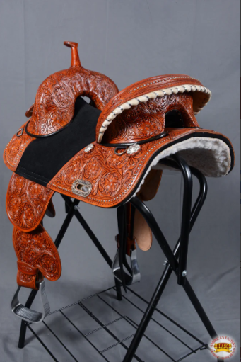 HILASON 15 Treeless Western Trail Barrel Racing American Leather Saddle