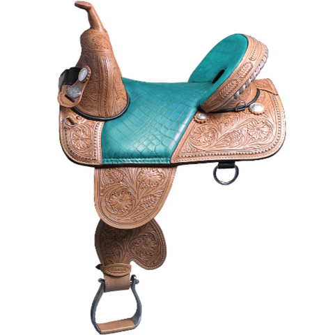 HILASON Western Horse Treeless Trail Barrel Racing American Leather Saddle