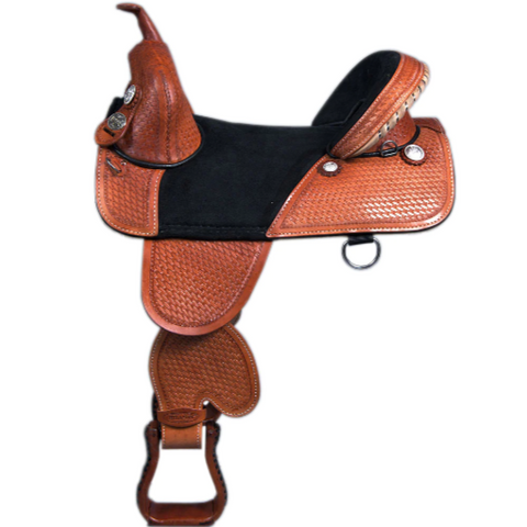 HILASON Western Trail Barrel Racing American Leather Treeless Saddle