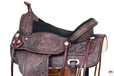 HILASON Rustic American Leather Saddle - Treeless Trail Pleasure