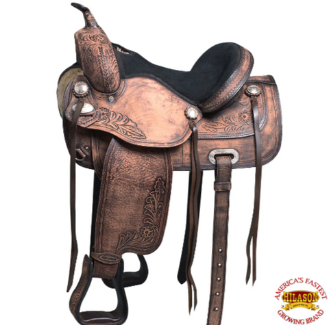 HILASON American Leather Treeless Saddle - Trail Pleasure Tack